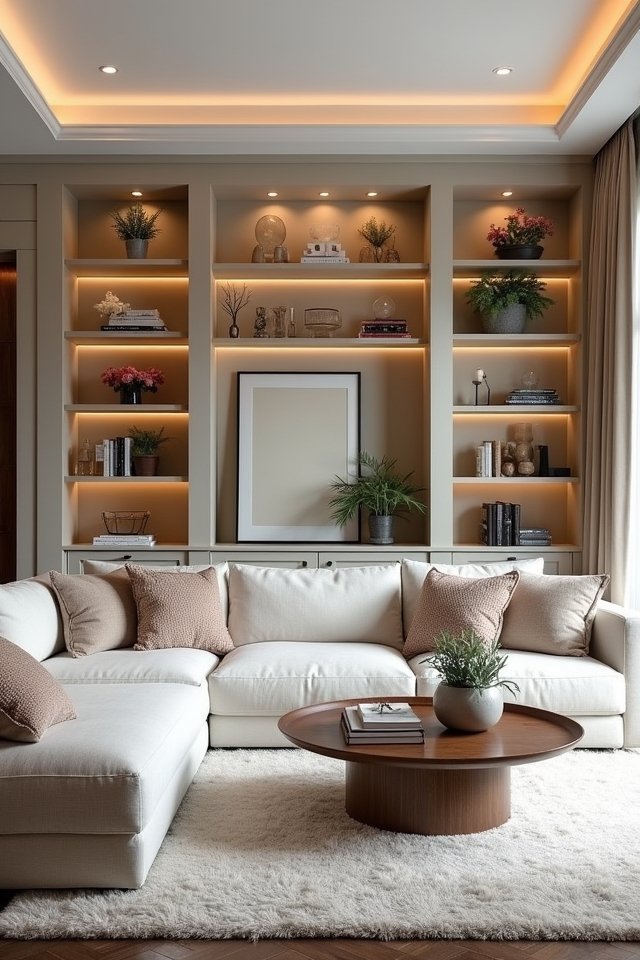 stylish built in shelving transformation
