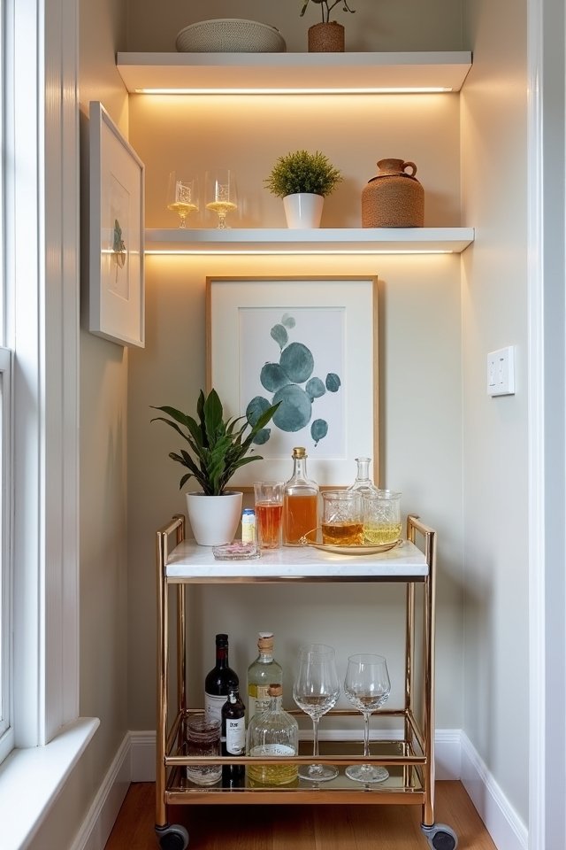 stylish compact bar cart