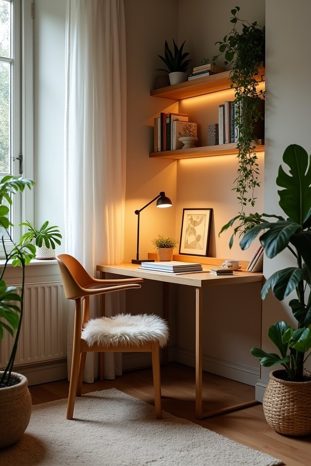 stylish cozy workspace nook