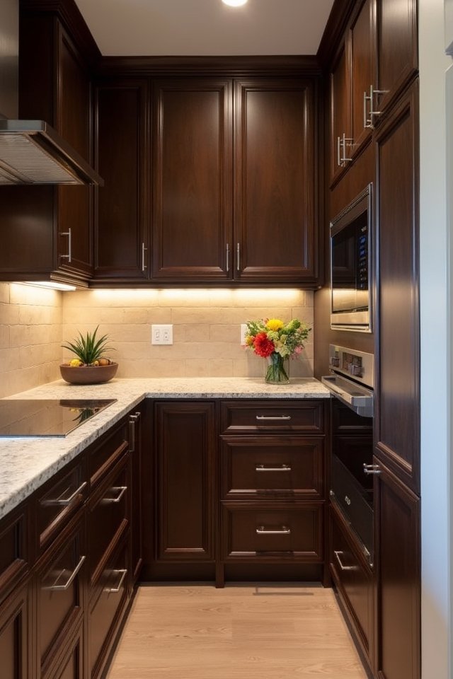 stylish dark brown cabinets
