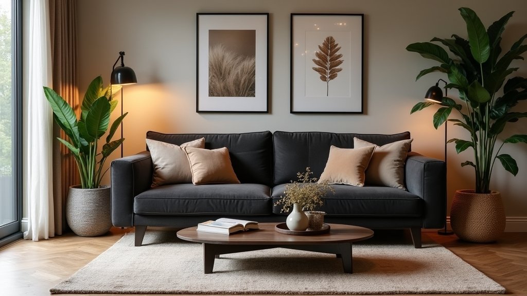 stylish dark gray couches