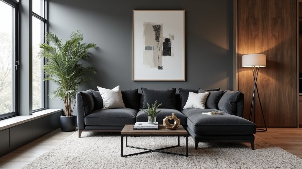 stylish dark gray sofas