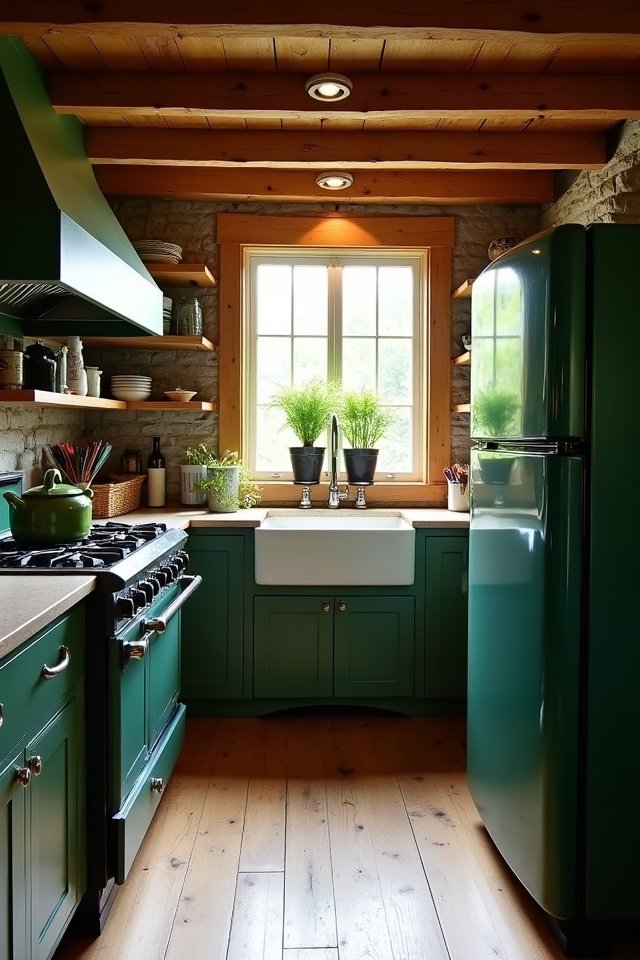 stylish dark green appliances