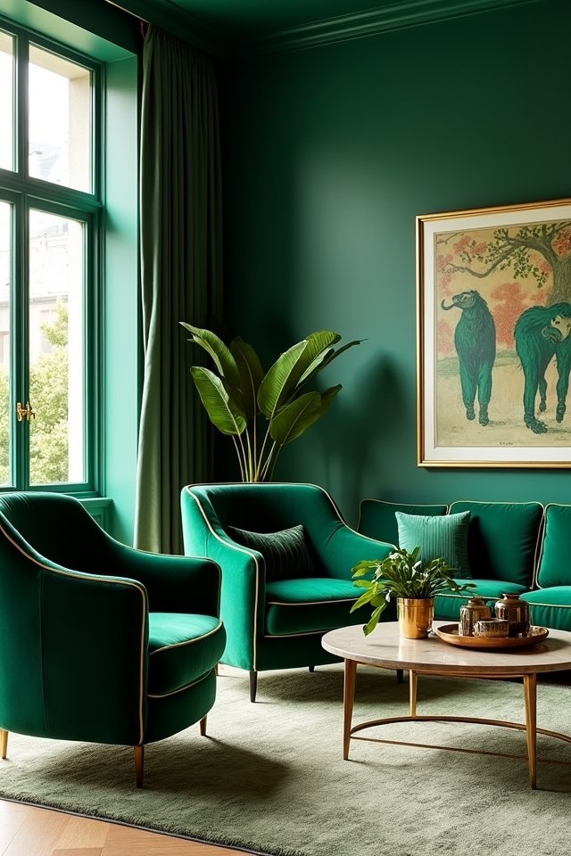 stylish emerald green armchairs