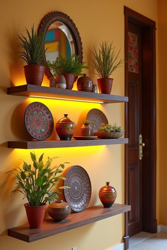 stylish entryway shelf decor