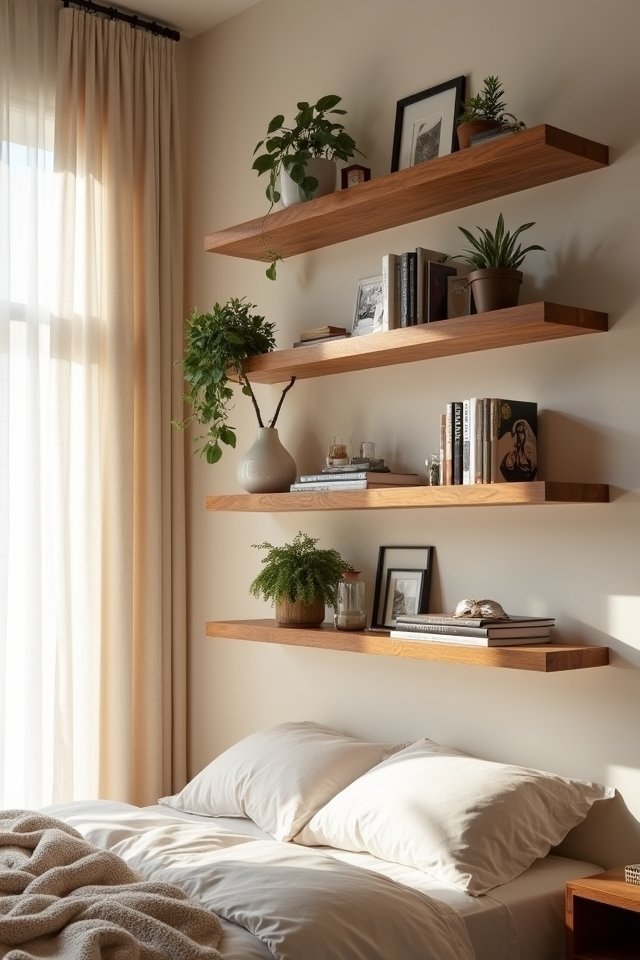 stylish floating wood shelves