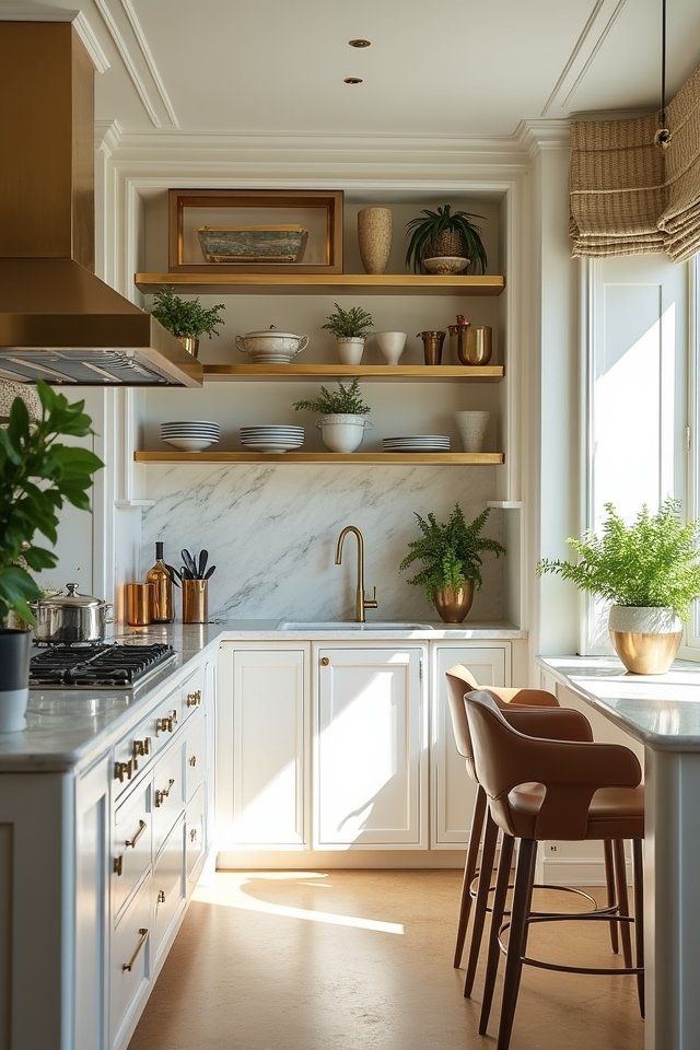 stylish gold shelving ideas