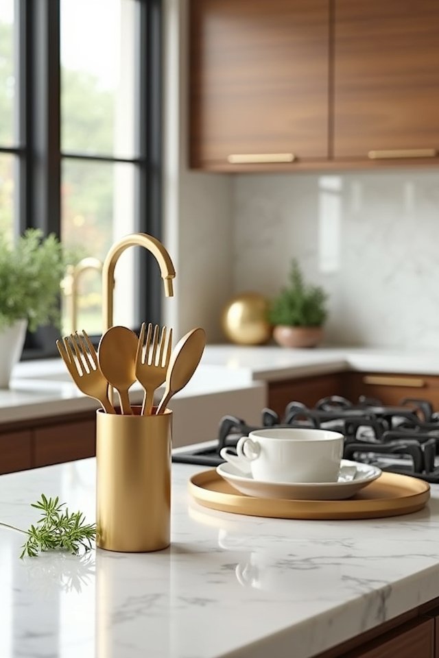 stylish gold utensil holders