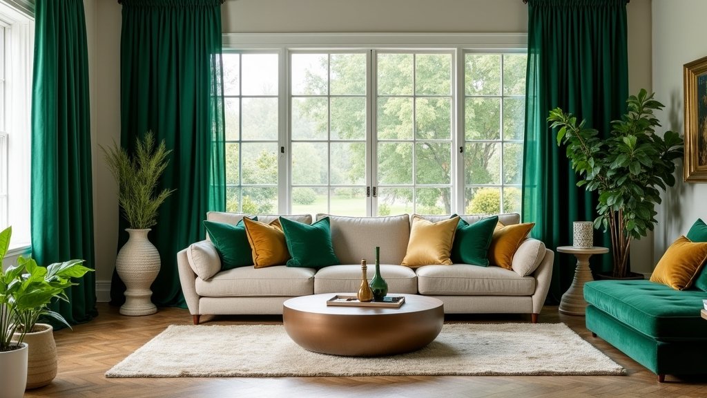 stylish green living room decor