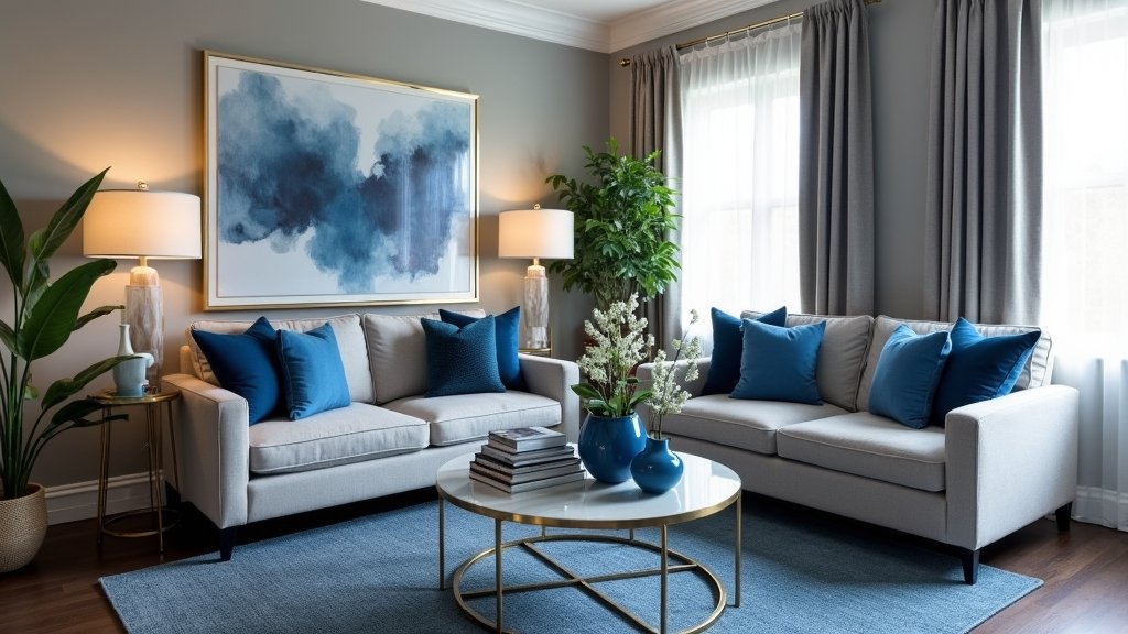 stylish grey and blue decor