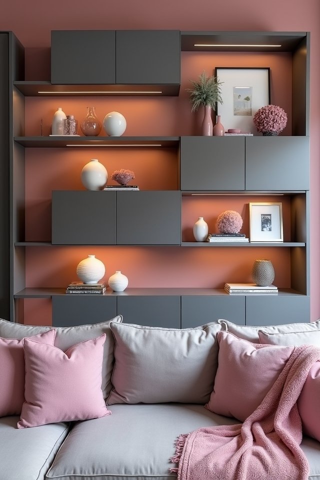 stylish grey shelving decor