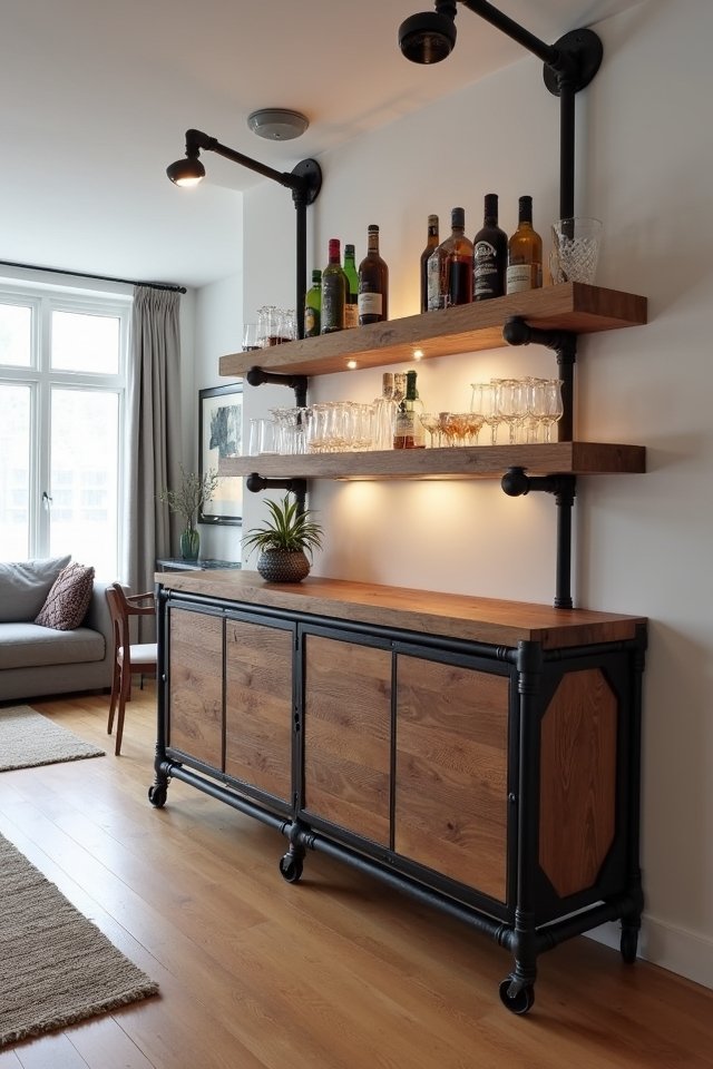 stylish industrial bar setup