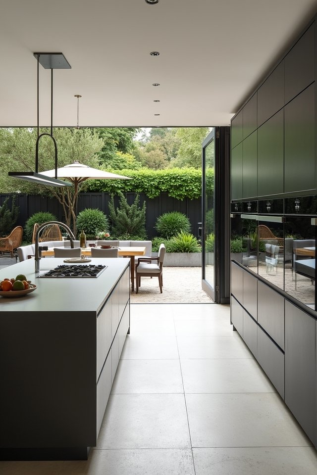 stylish integrated seating kitchen