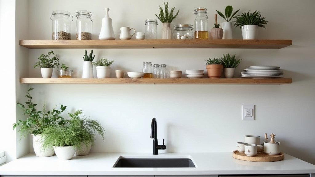 stylish kitchen floating shelves