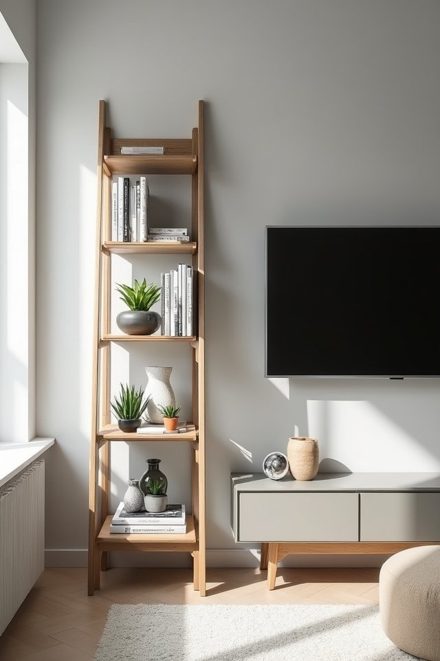 stylish ladder bookshelf decor