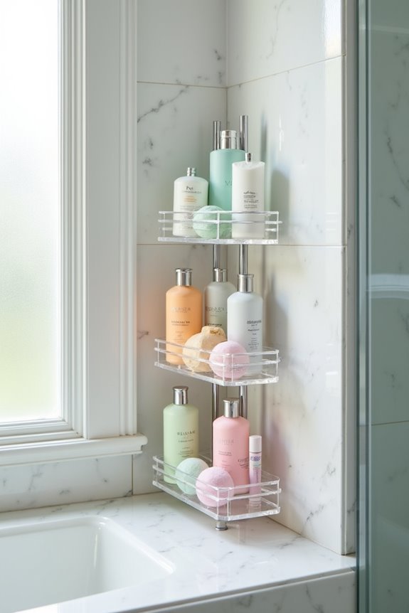 stylish multi tiered bathroom organizer