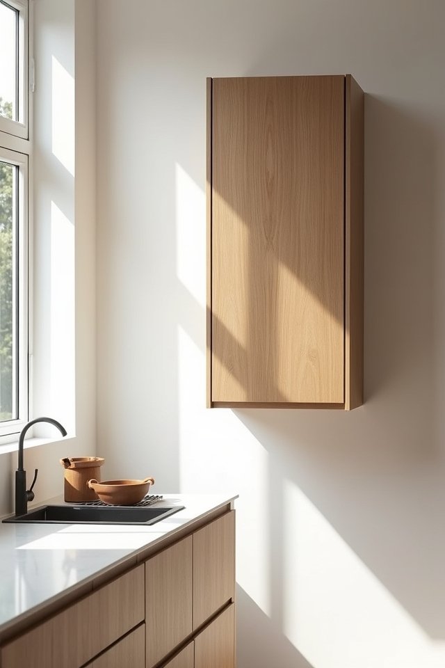 stylish oak floating cabinet