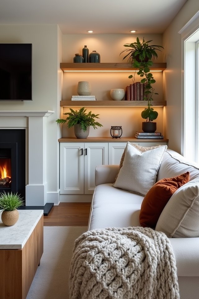 stylish open shelving display