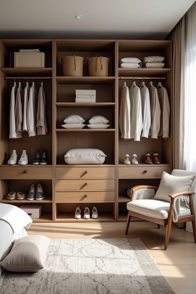 stylish open shelving wardrobe