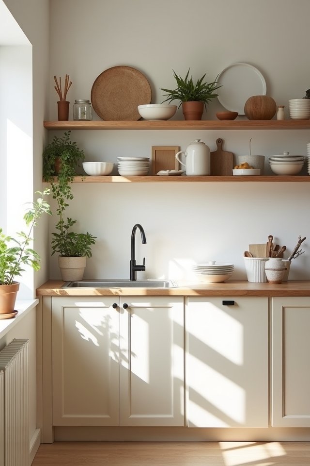 stylish organized open shelves