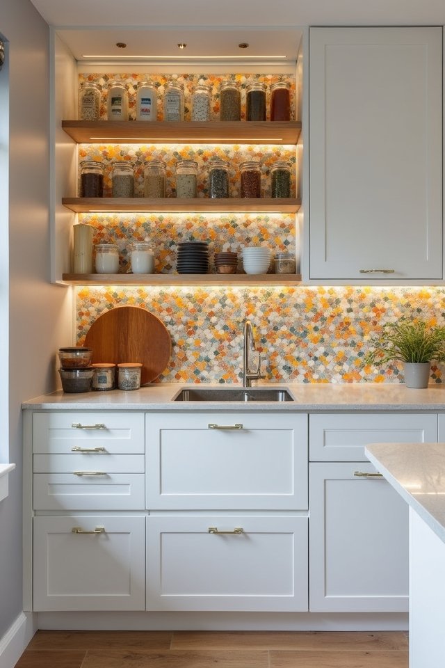 stylish storage backsplash design