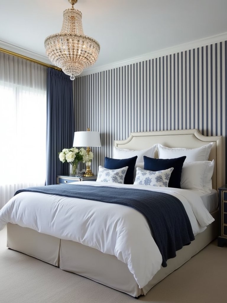 stylish striped bedroom makeover