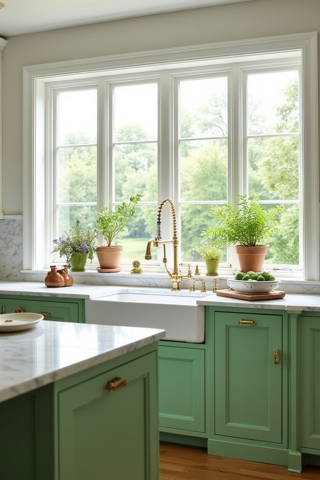 stylish white cabinets accented