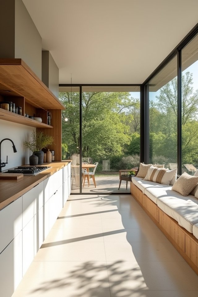 sunlit kitchen with windows