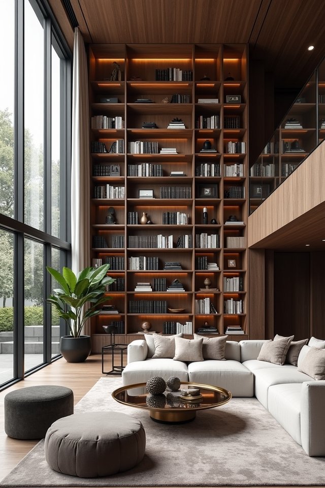 tall bookshelf wall design
