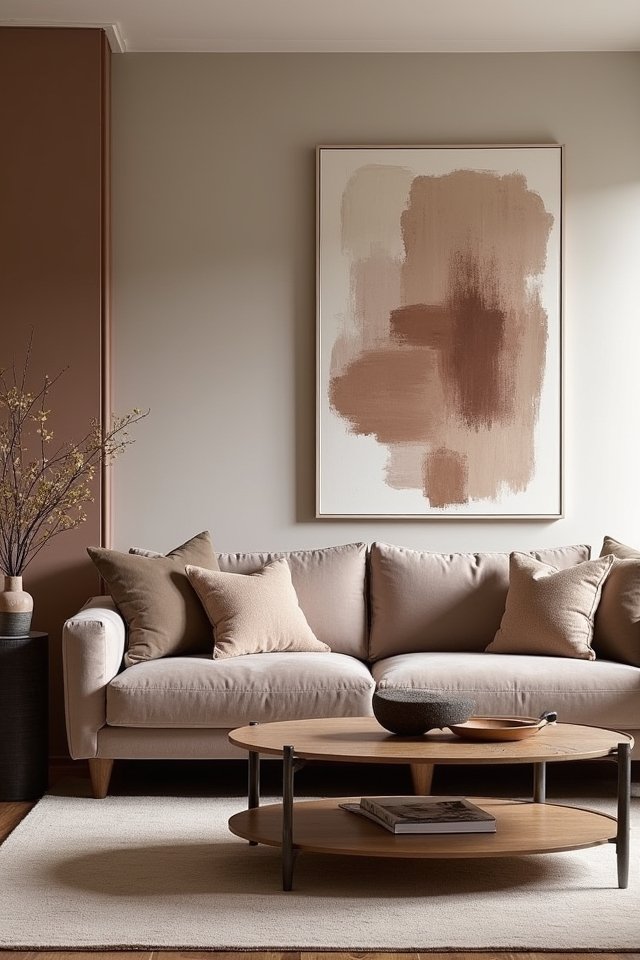taupe artwork enhances living spaces