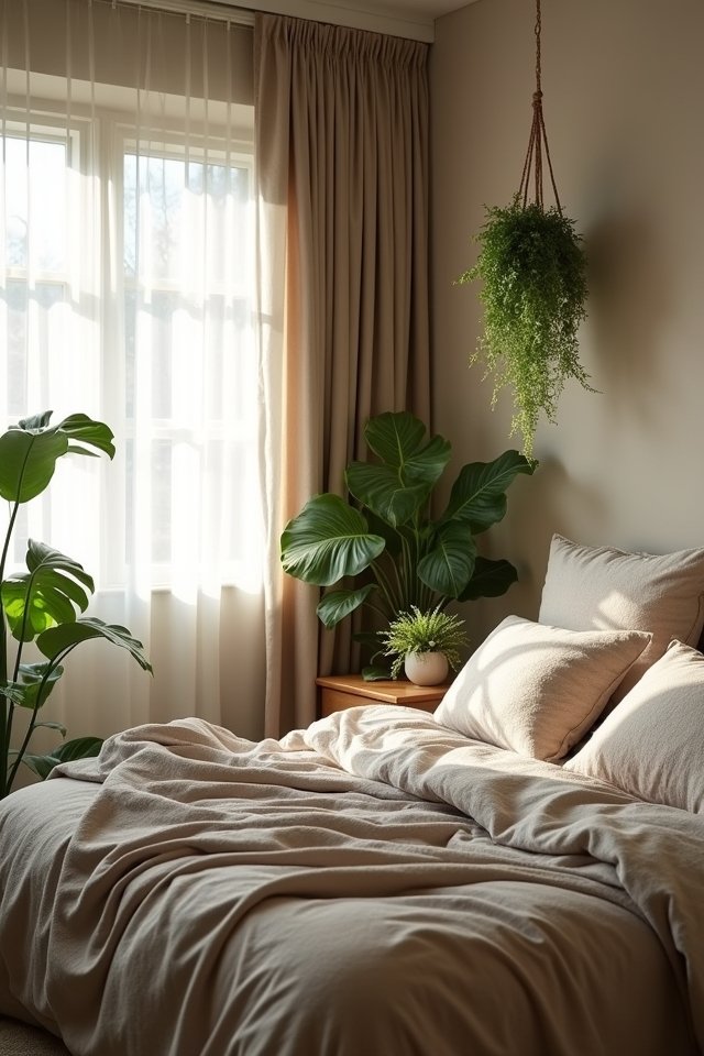 taupe sanctuary with greenery