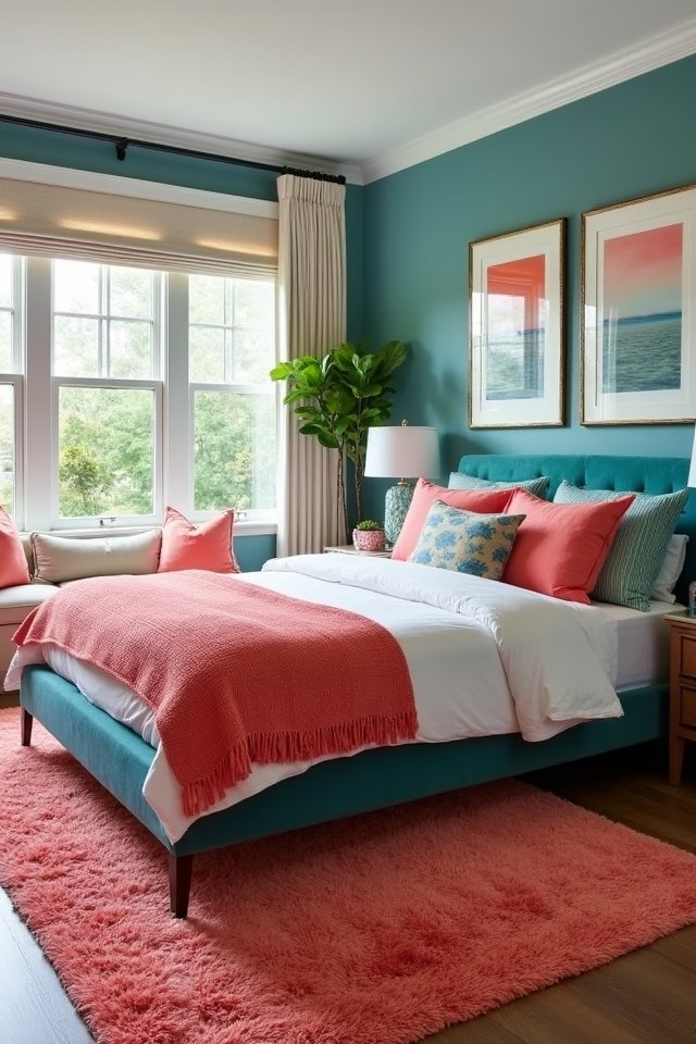 teal and coral combination