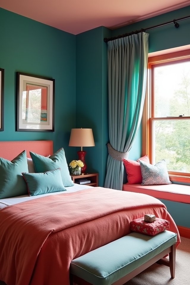 teal and coral contrast