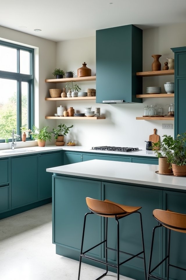 teal cabinets for modern kitchens