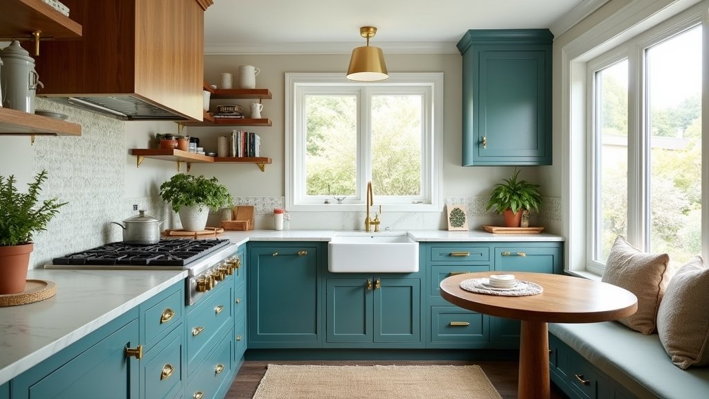 teal kitchen cabinet inspiration
