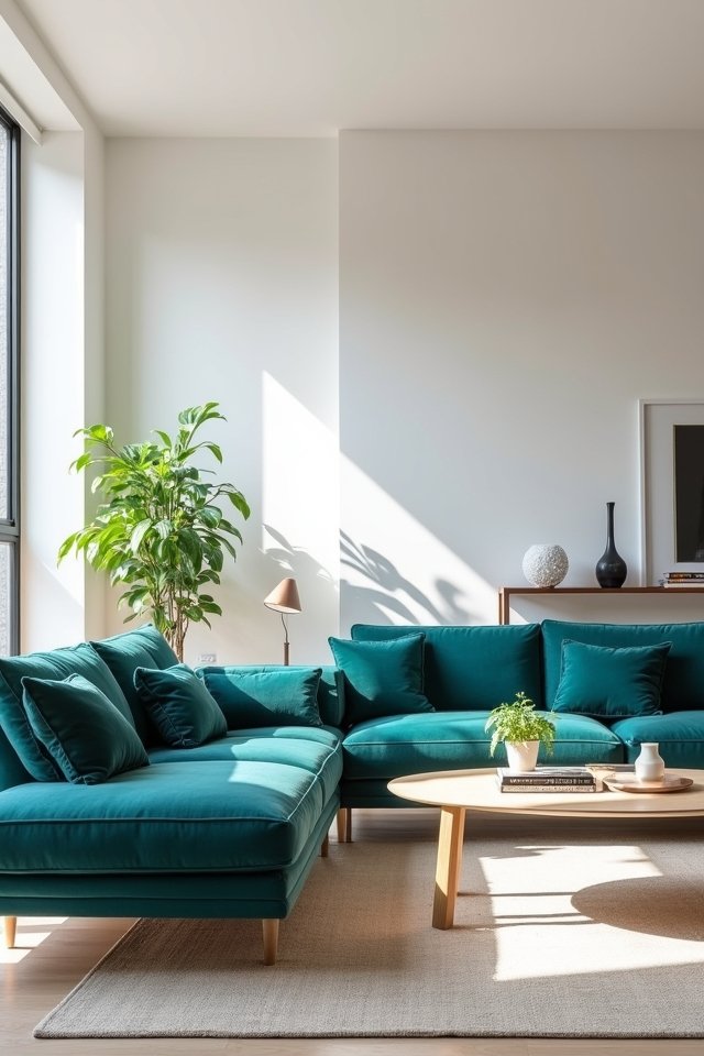 teal sofa modern minimalism