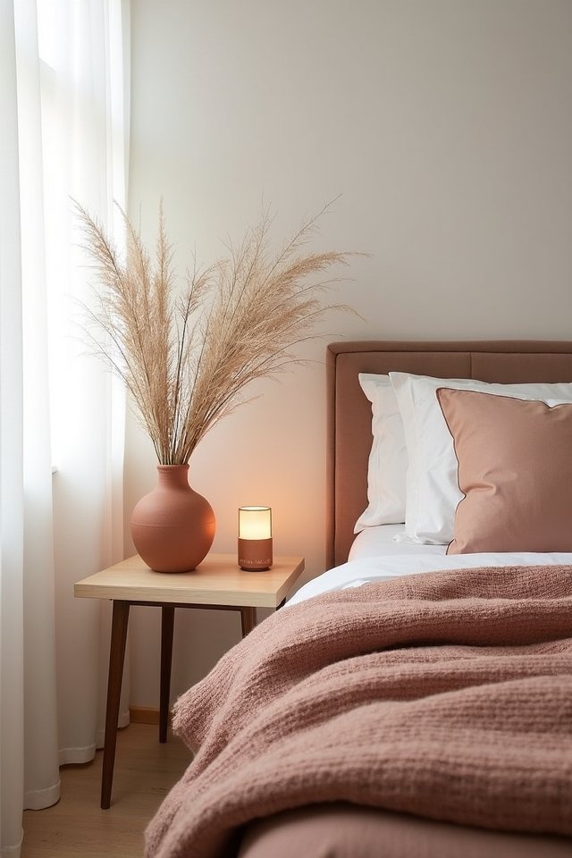 terracotta minimalist bedroom accents