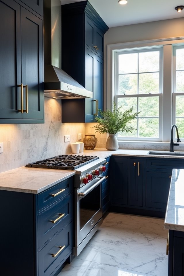 textured blue cabinetry design