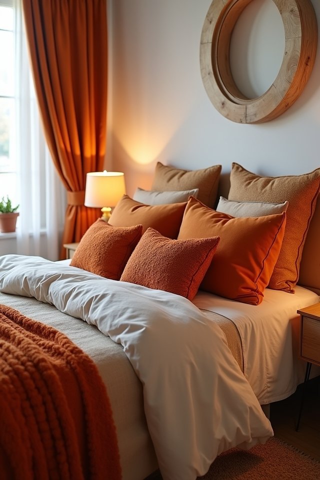 textured burnt orange pillows