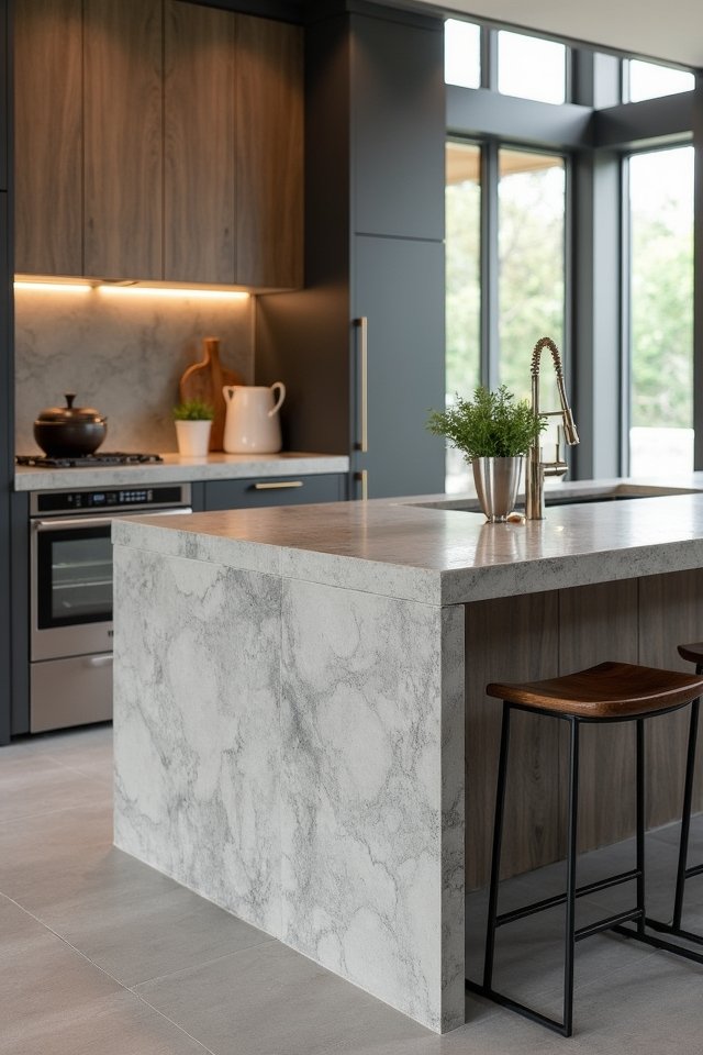 textured concrete kitchen islands