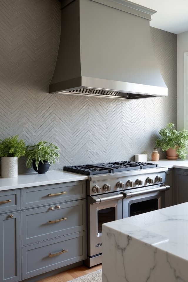 textured grey backsplash elegance