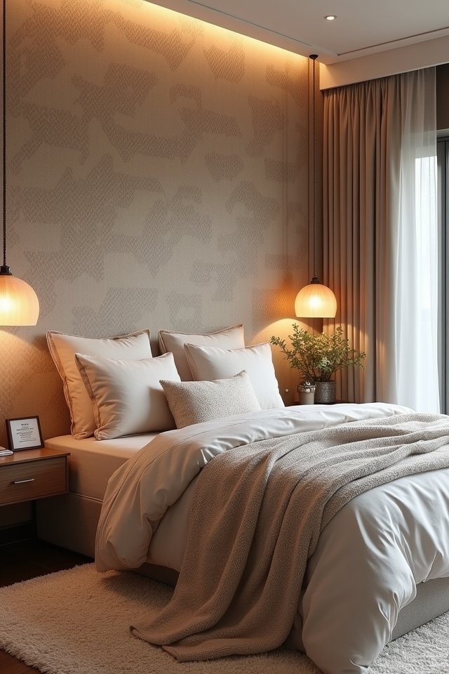 textured wallpaper adds warmth