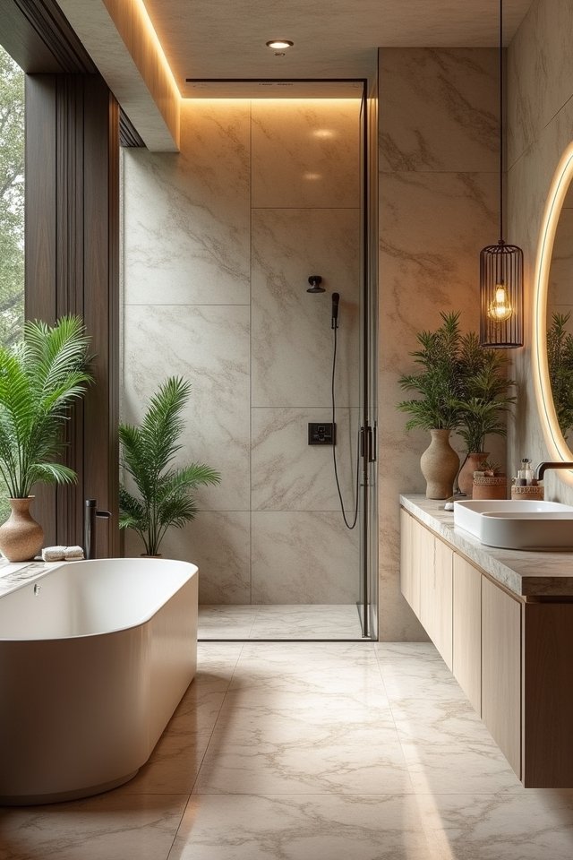 textured walls enhance bathrooms