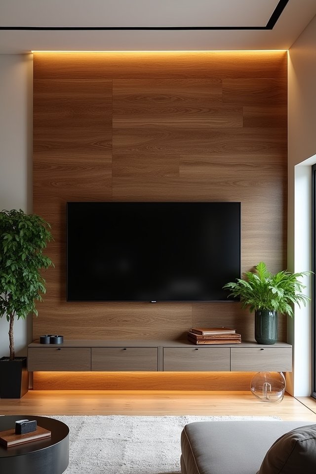 textured wood panel accents