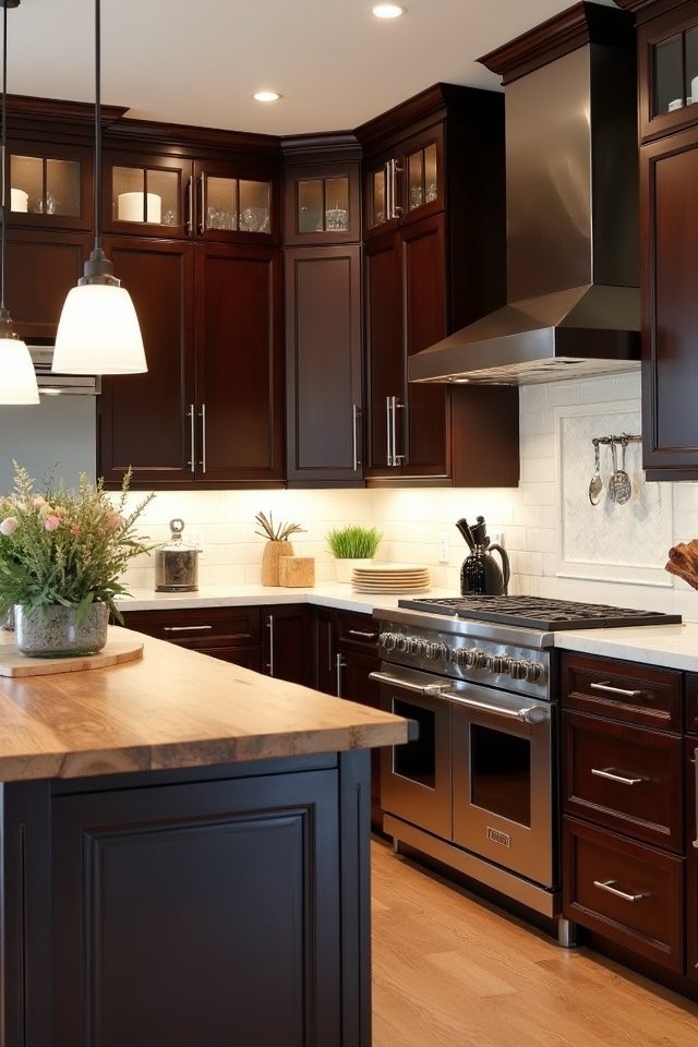 timeless dark brown cabinets