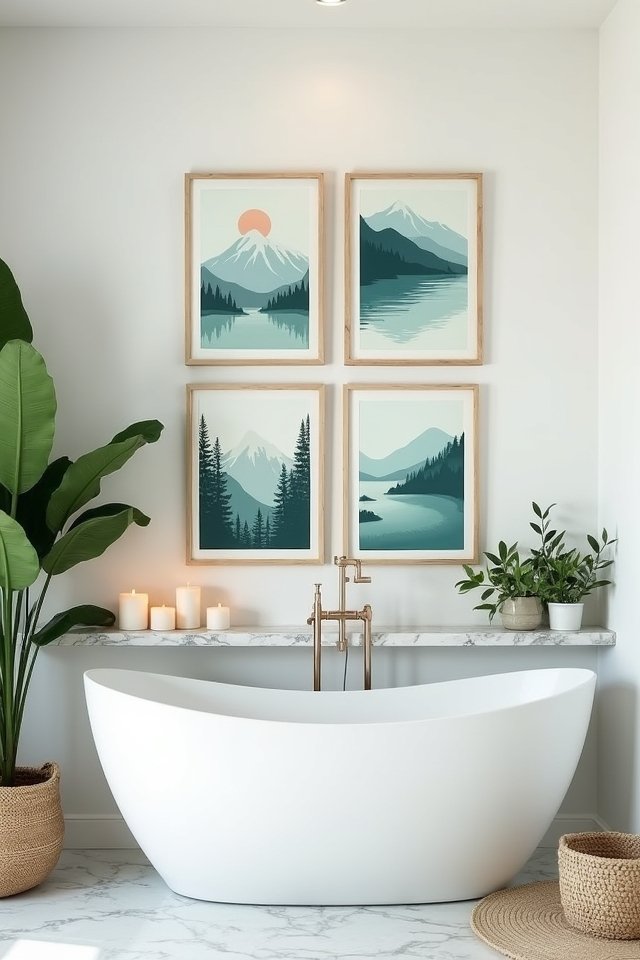 tranquil bathroom landscape prints