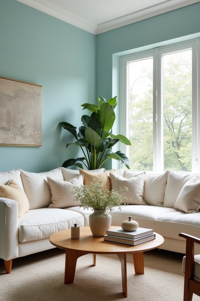 tranquil sky blue living room