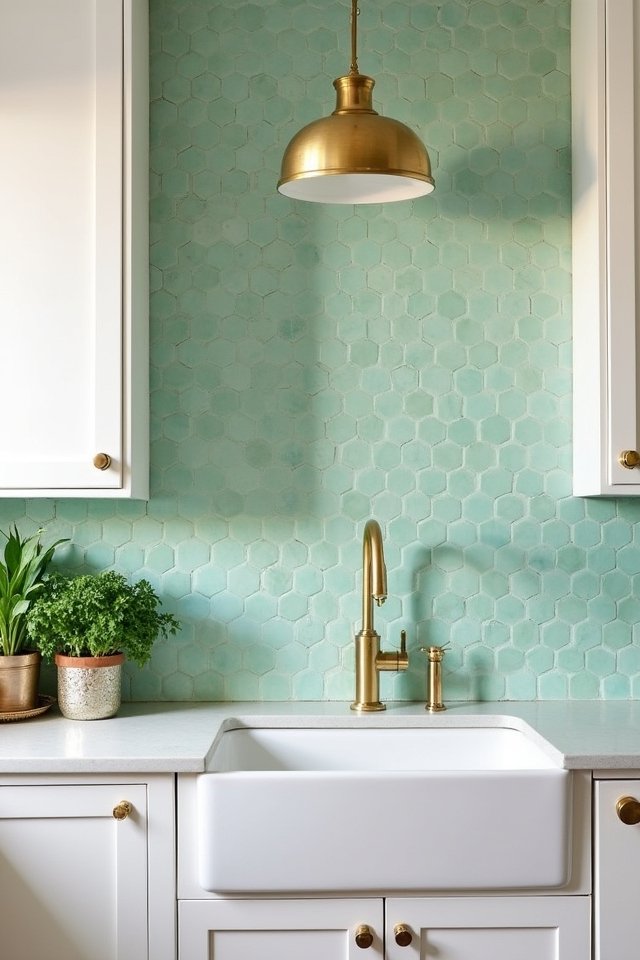 trendy light green tiles
