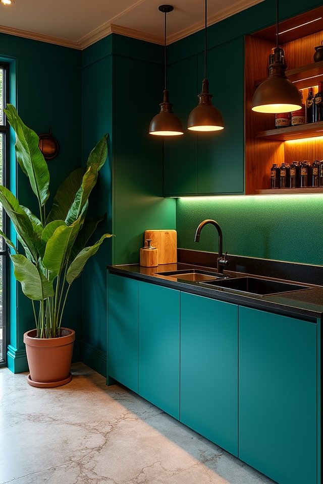 tropical jewel toned kitchen paradise