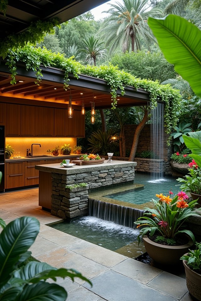 tropical kitchen water features